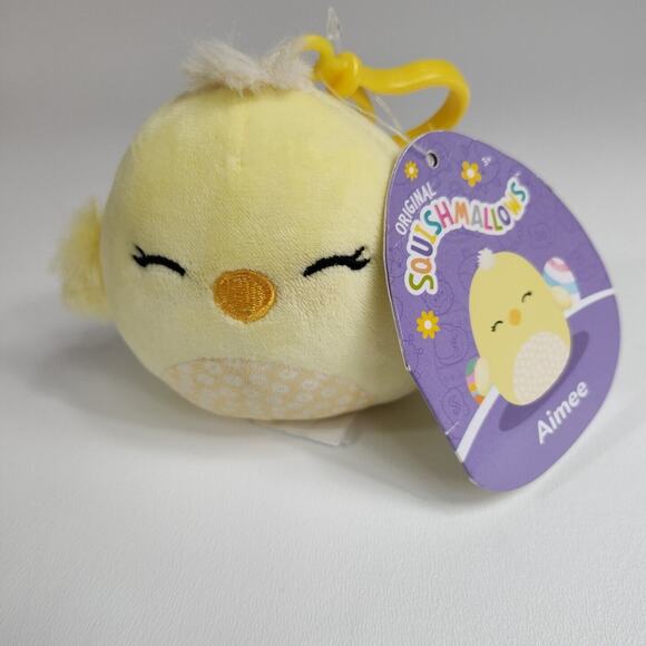 Squishmallow Aimee The Chick Easter 3 Inch Clip‎ NWT - Picture 1 of 6
